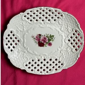 Formalities by Baum Bros Pink Rose Floral and Gold Decorated Plate